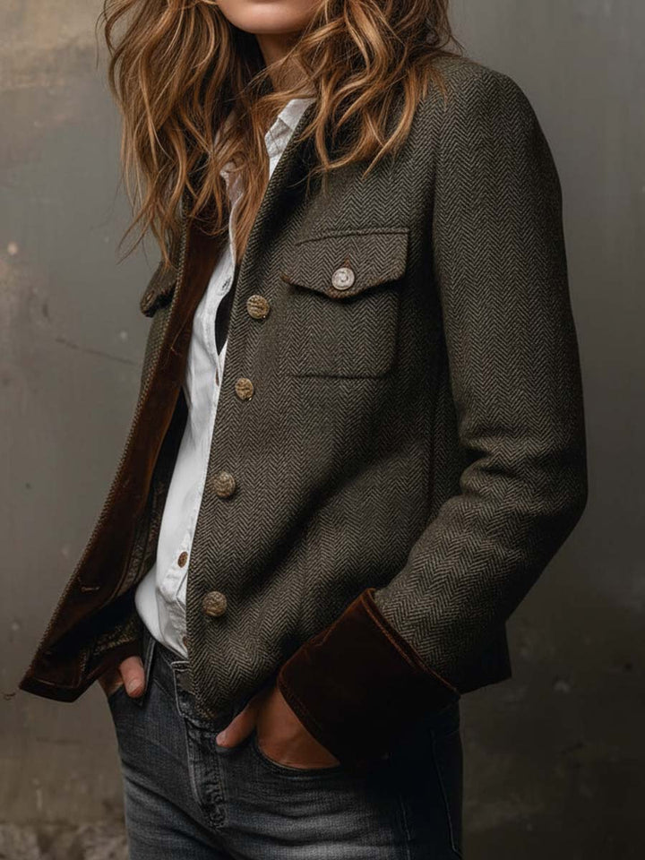 Honorine | Vintage‑Blazer mit kontrastierendem Besatz