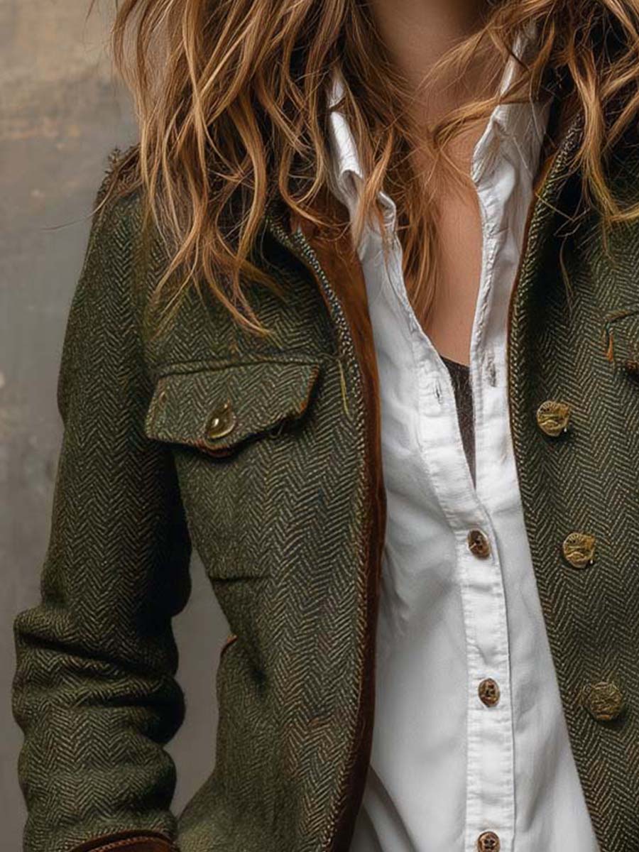 Honorine | Vintage‑Blazer mit kontrastierendem Besatz