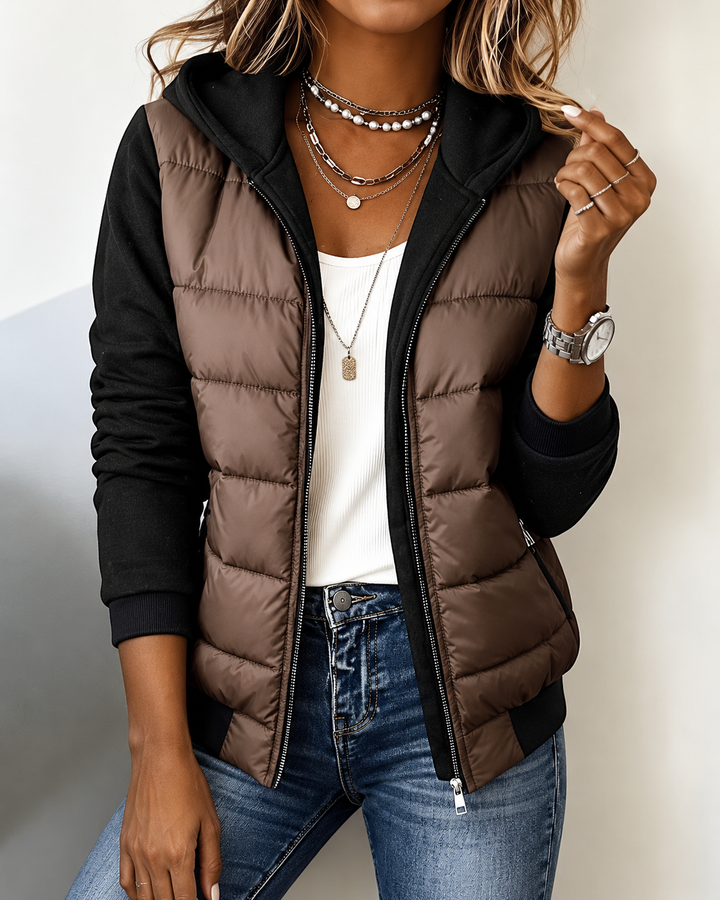 Celina | Damenjacke mit Kapuze, gefüttert, im Color-Block-Stil