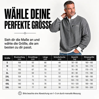 Herrenpullover | Waffelstrickpullover mit halbem Reißverschluss