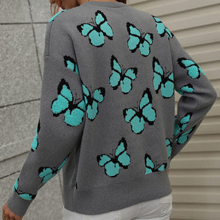 Schmetterlingsmuster Lässiger Pullover