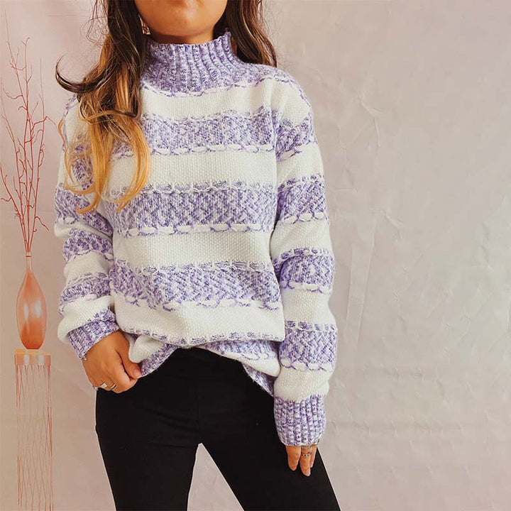Lässiger Gestreifter Strickpullover