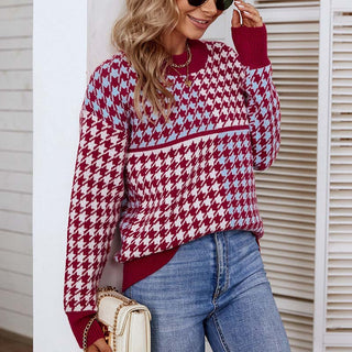 Lässiger Geometrischer Strickpullover