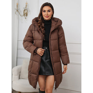 Damen taillierter A-Linien-Parka mit Kapuze und Karree-Steppung