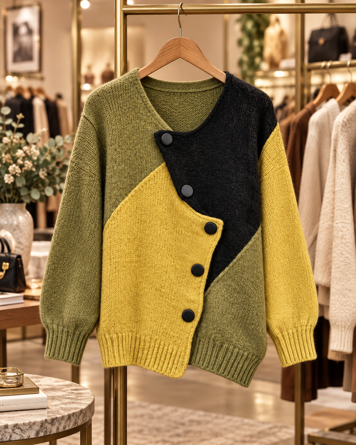 Asymmetrischer Pullover mit Kunstvollen FarbFarbblöcke