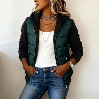 Celina | Damenjacke mit Kapuze, gefüttert, im Color-Block-Stil
