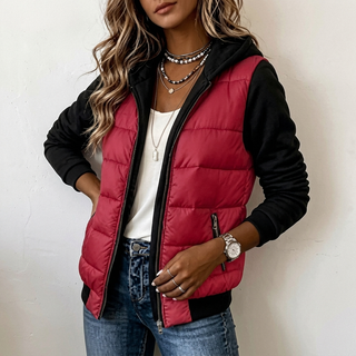 Celina | Damenjacke mit Kapuze, gefüttert, im Color-Block-Stil