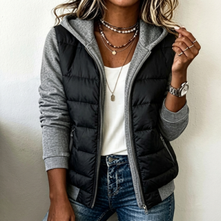 Celina | Damenjacke mit Kapuze, gefüttert, im Color-Block-Stil