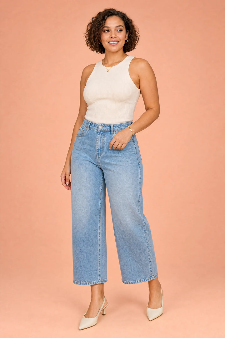Weite Jeans mit mittelhoher Taille