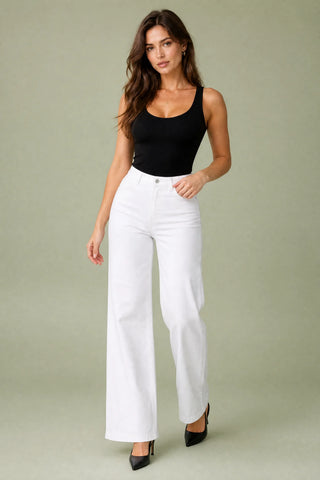 Weißer Jeans mit mittelhoher Taille und weitem Schnitt