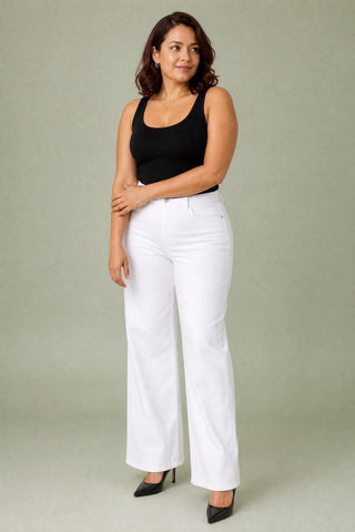 Weißer Jeans mit mittelhoher Taille und weitem Schnitt