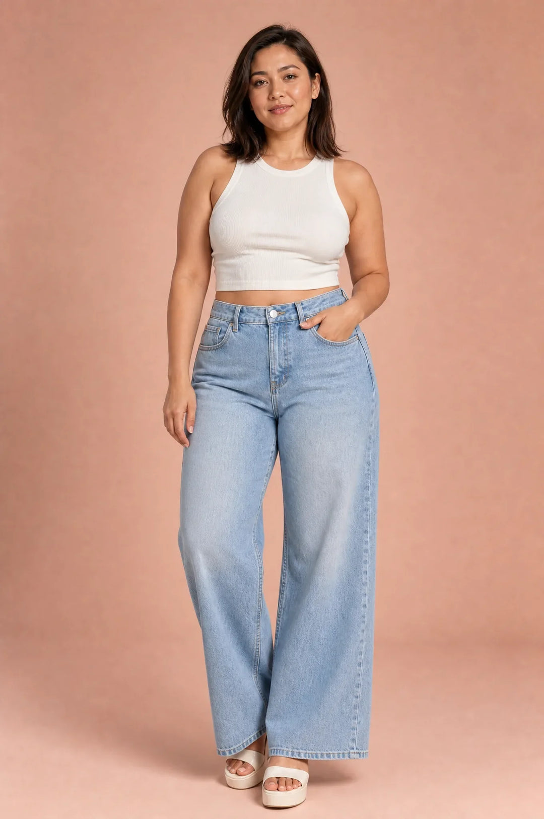 Helle Jeans, weit geschnitten