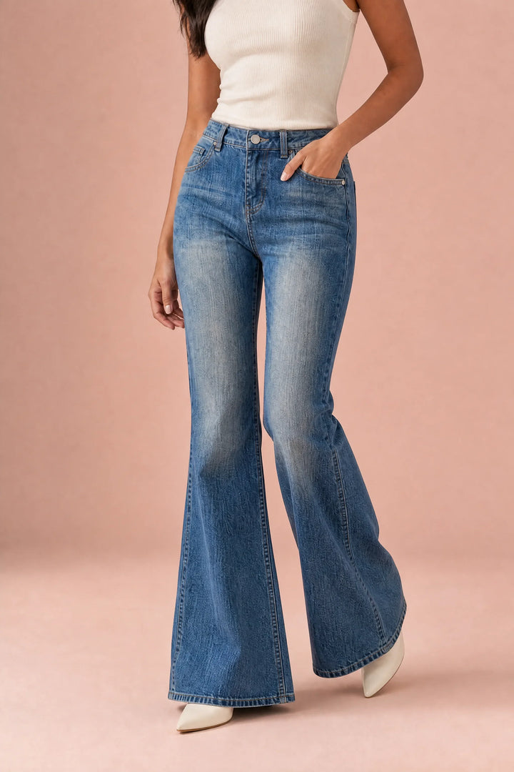 Hellblauer, ausgefranster Jeans