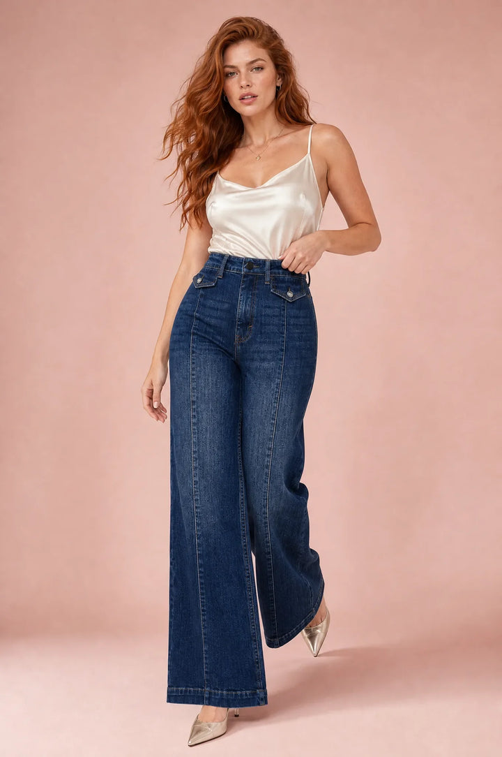 Hochtaillierte Jeans mit weitem Schnitt