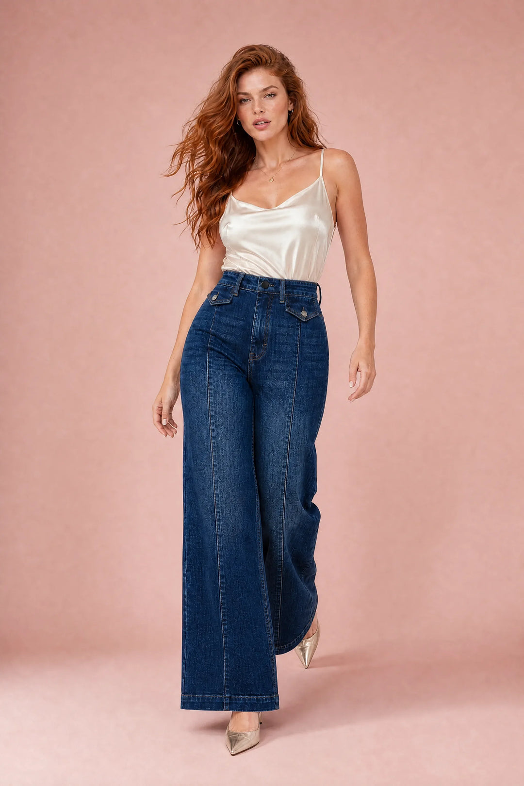 Hochtaillierte Jeans mit weitem Schnitt
