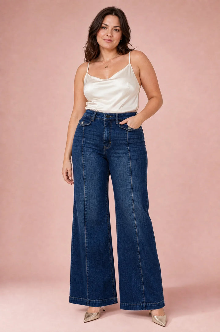 Hochtaillierte Jeans mit weitem Schnitt