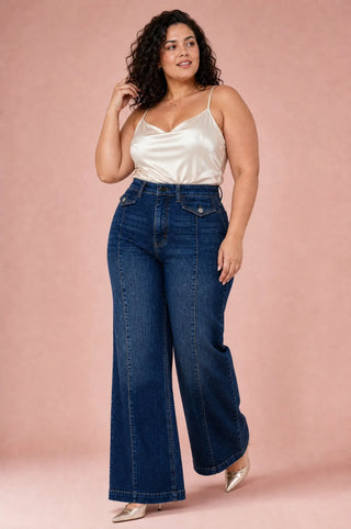 Hochtaillierte Jeans mit weitem Schnitt