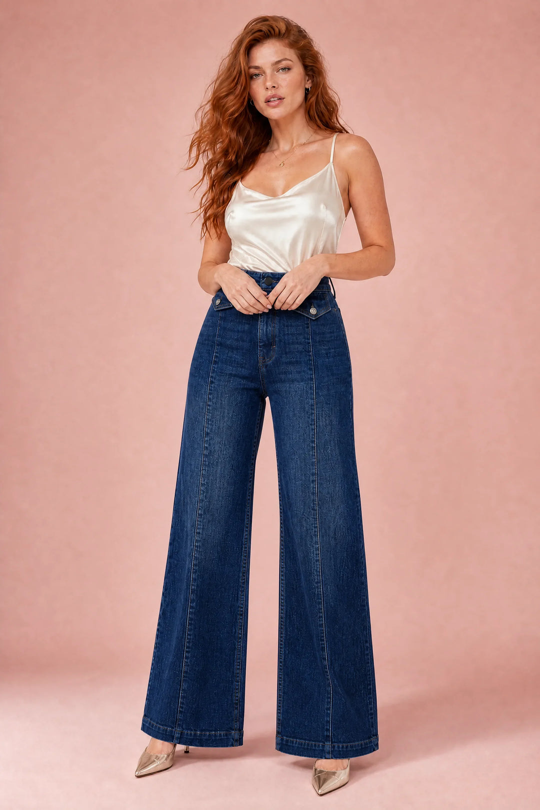 Hochtaillierte Jeans mit weitem Schnitt