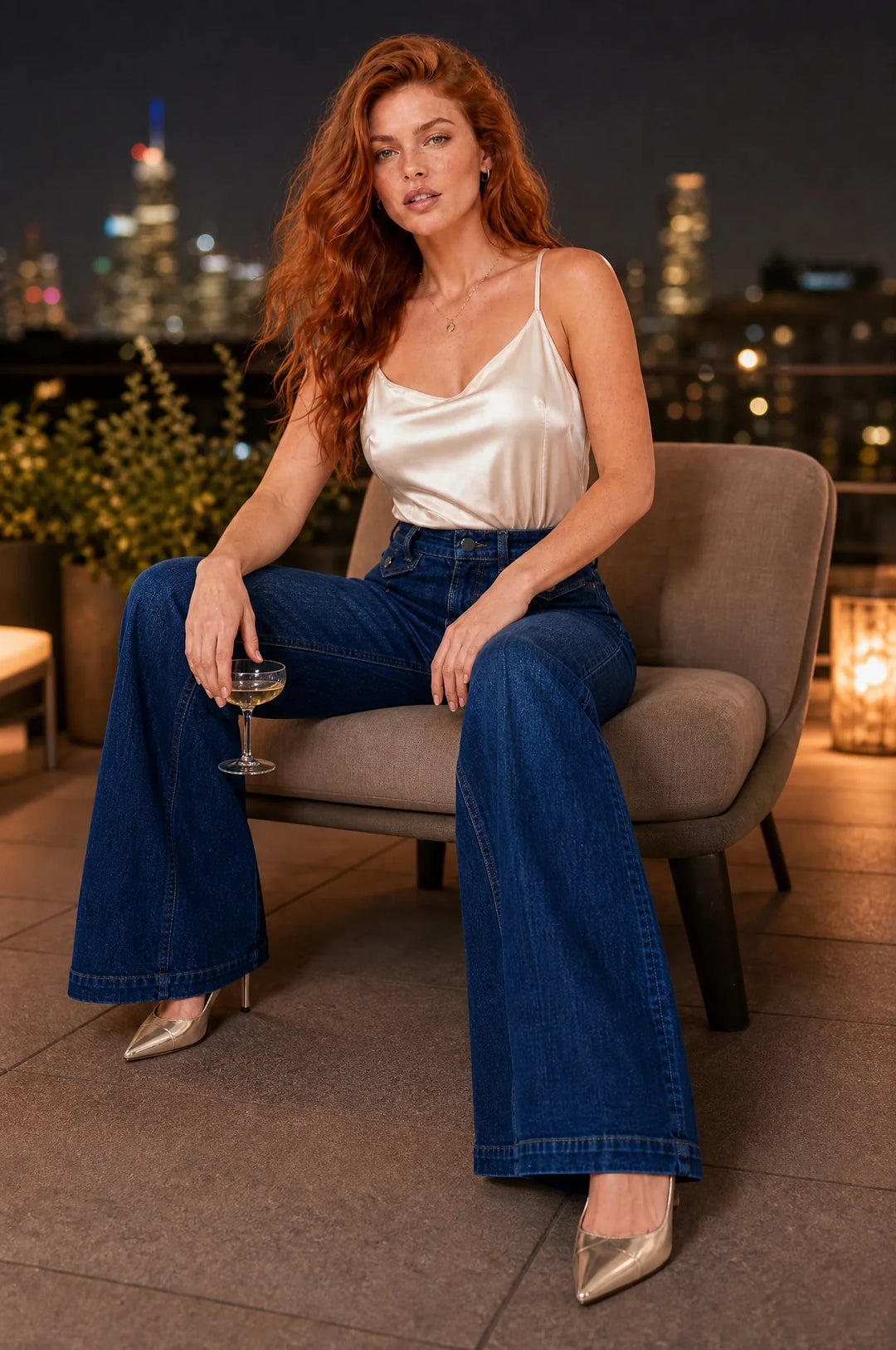 Hochtaillierte Jeans mit weitem Schnitt