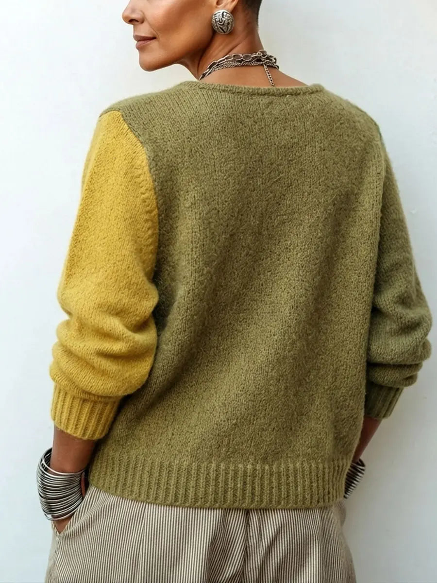 Asymmetrischer Pullover mit Kunstvollen FarbFarbblöcke
