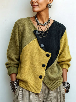 Asymmetrischer Pullover mit Kunstvollen FarbFarbblöcke
