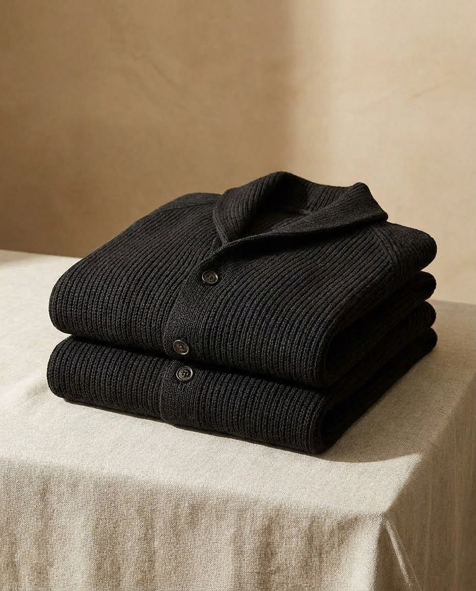 Adrian | Strickjacke mit Schalkragen und Knopfleiste